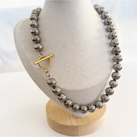 Stainless Steel ball beads Necklace Womens Jewelry T closure - Picture 4 of 8